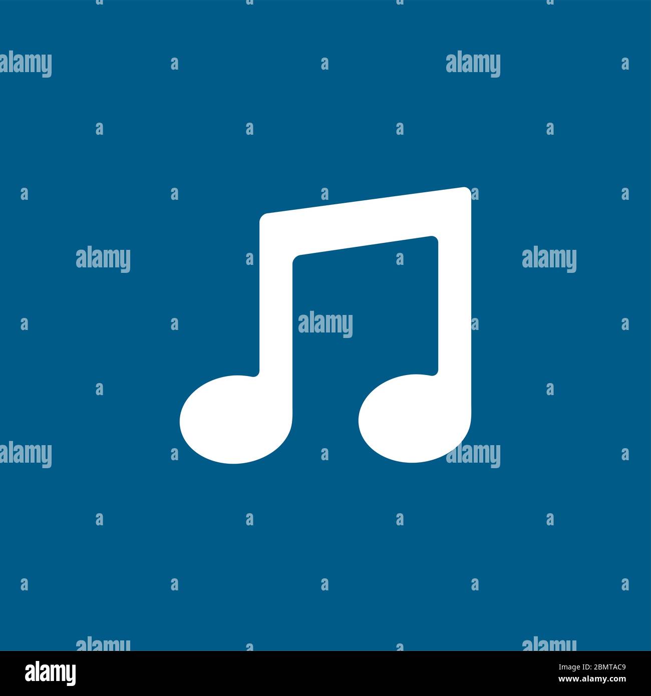 Symbol Für Musiknotizen Auf Blauem Hintergrund. Blaue Flache Vektorgrafik. Stockfoto