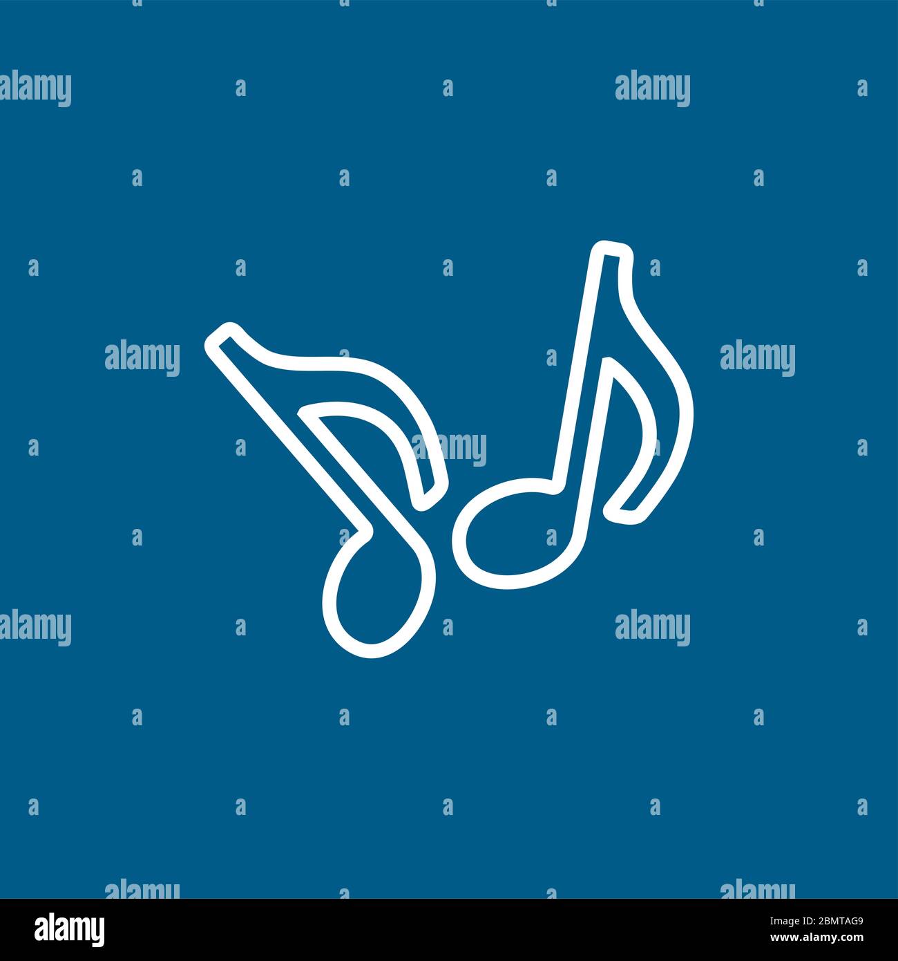 Symbol Für Die Musiknotizlinie Auf Blauem Hintergrund. Blaue Flache Vektorgrafik. Stockfoto