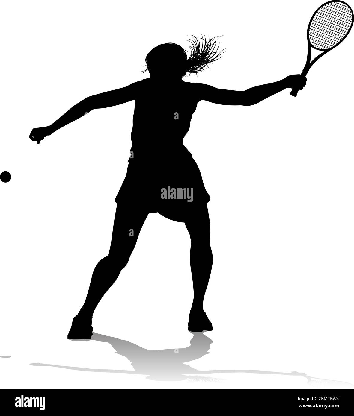 Tennis Silhouette Sport Spieler Frau Stock Vektor