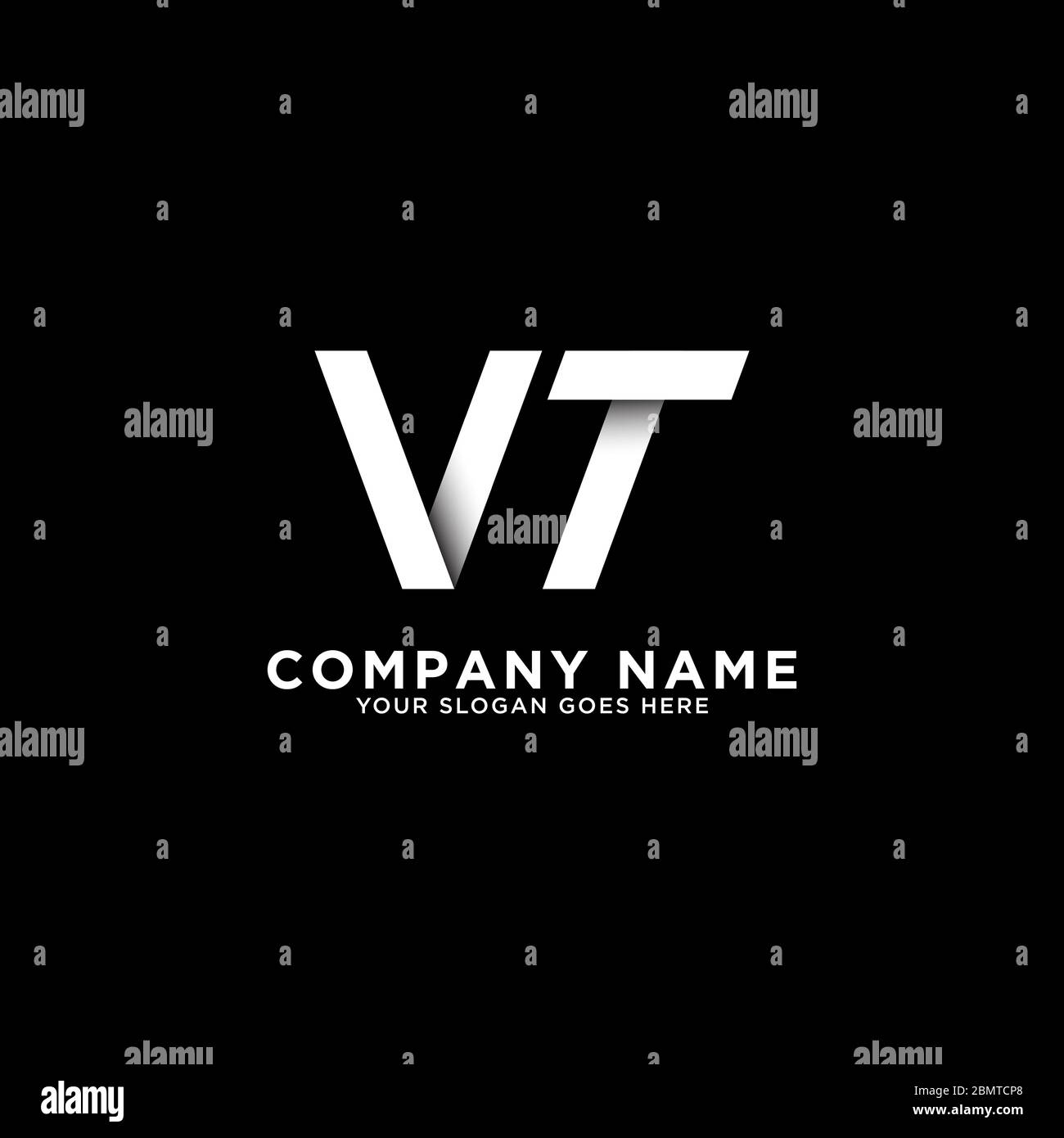 VT Brief Logo Designs, saubere und clevere Logo Vorlage, erste Logo Inspirationen Stock Vektor