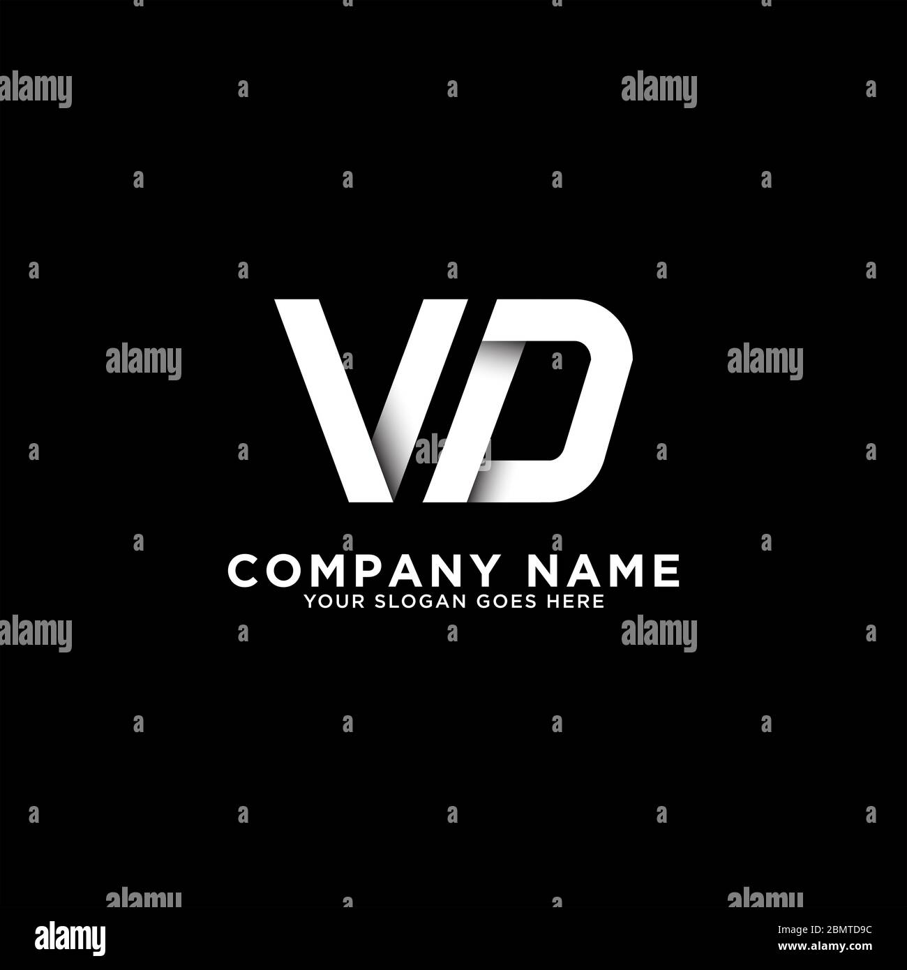 VD Brief Logo Designs, saubere und clevere Logo Vorlage, erste Logo Inspirationen Stock Vektor