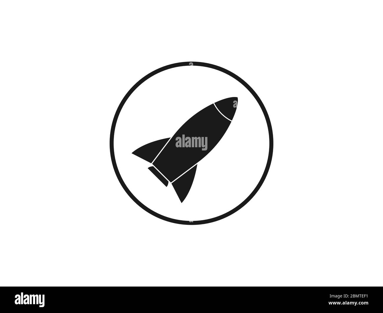 Start-, Rakete-, Start-Symbol. Vektorgrafik, flaches Design. Stock Vektor