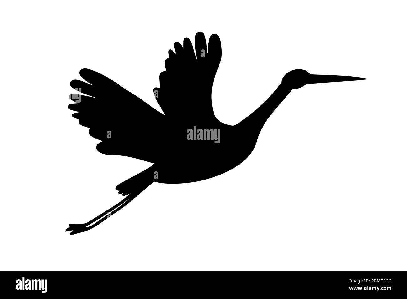 Silhouette des Storches auf weißem Hintergrund Stockfoto