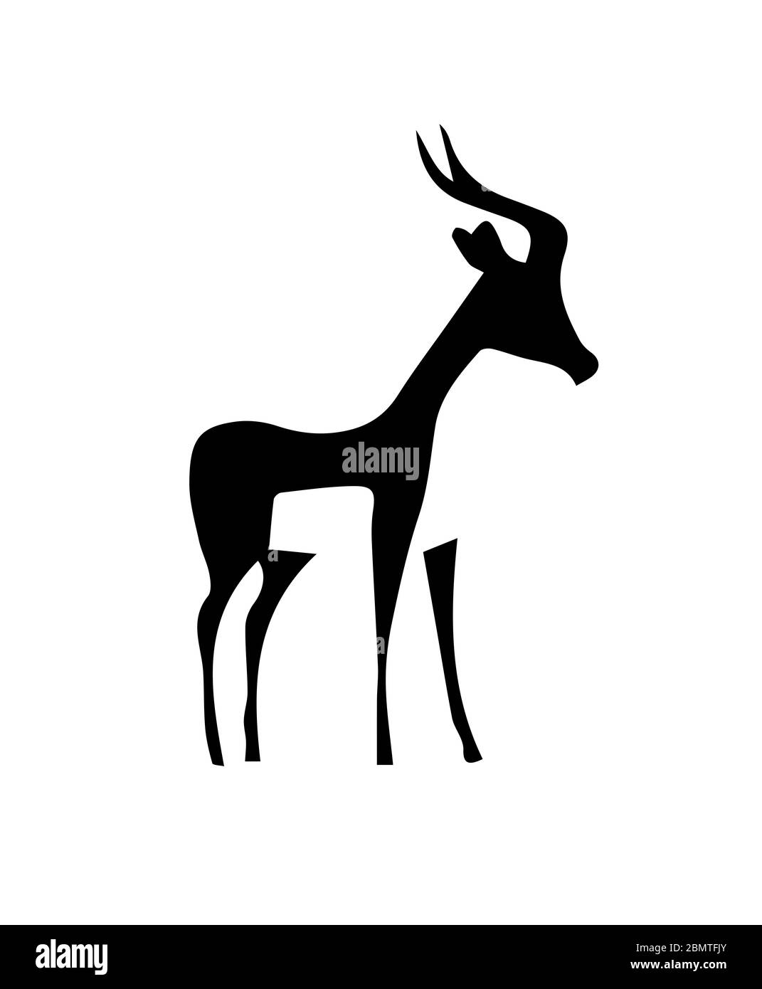 Silhouette von Maral auf weißem Hintergrund Stockfoto