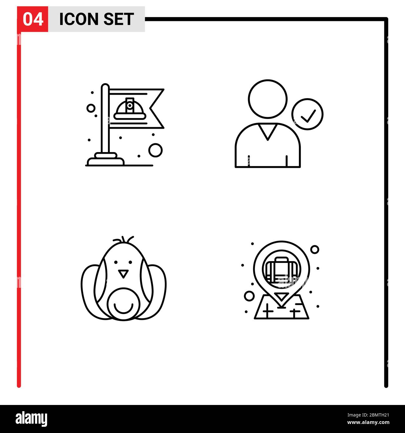Line Pack von 4 Universal Symbole der kommunistischen, Robbit, Arbeit, verwenden, Tasche editierbar Vektor Design-Elemente Stock Vektor