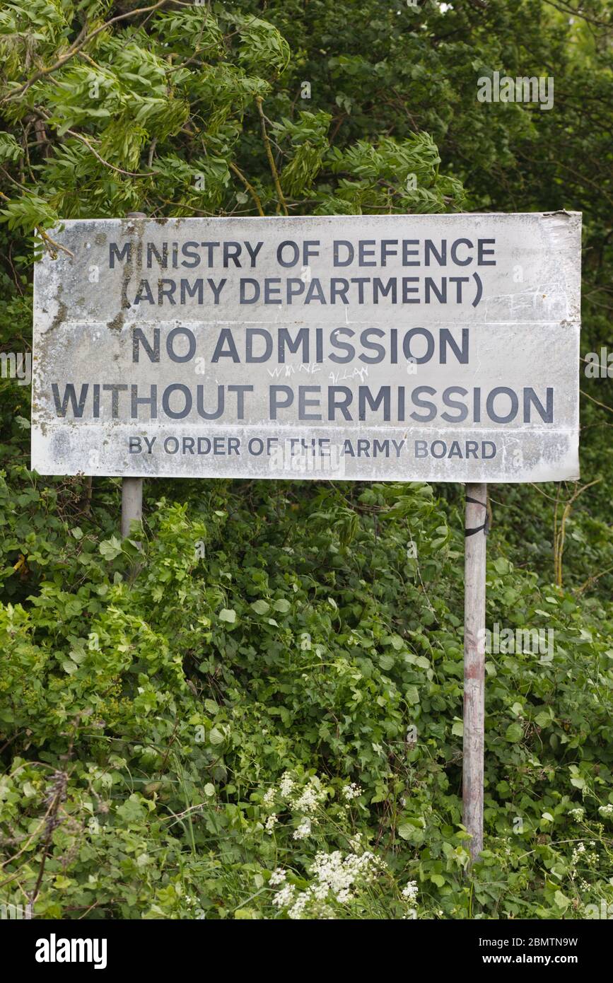 Verteidigungsministerium, keine Zulassung ohne Erlaubnis, auf Anordnung der Armee Vorstand, Zeichen Stockfoto