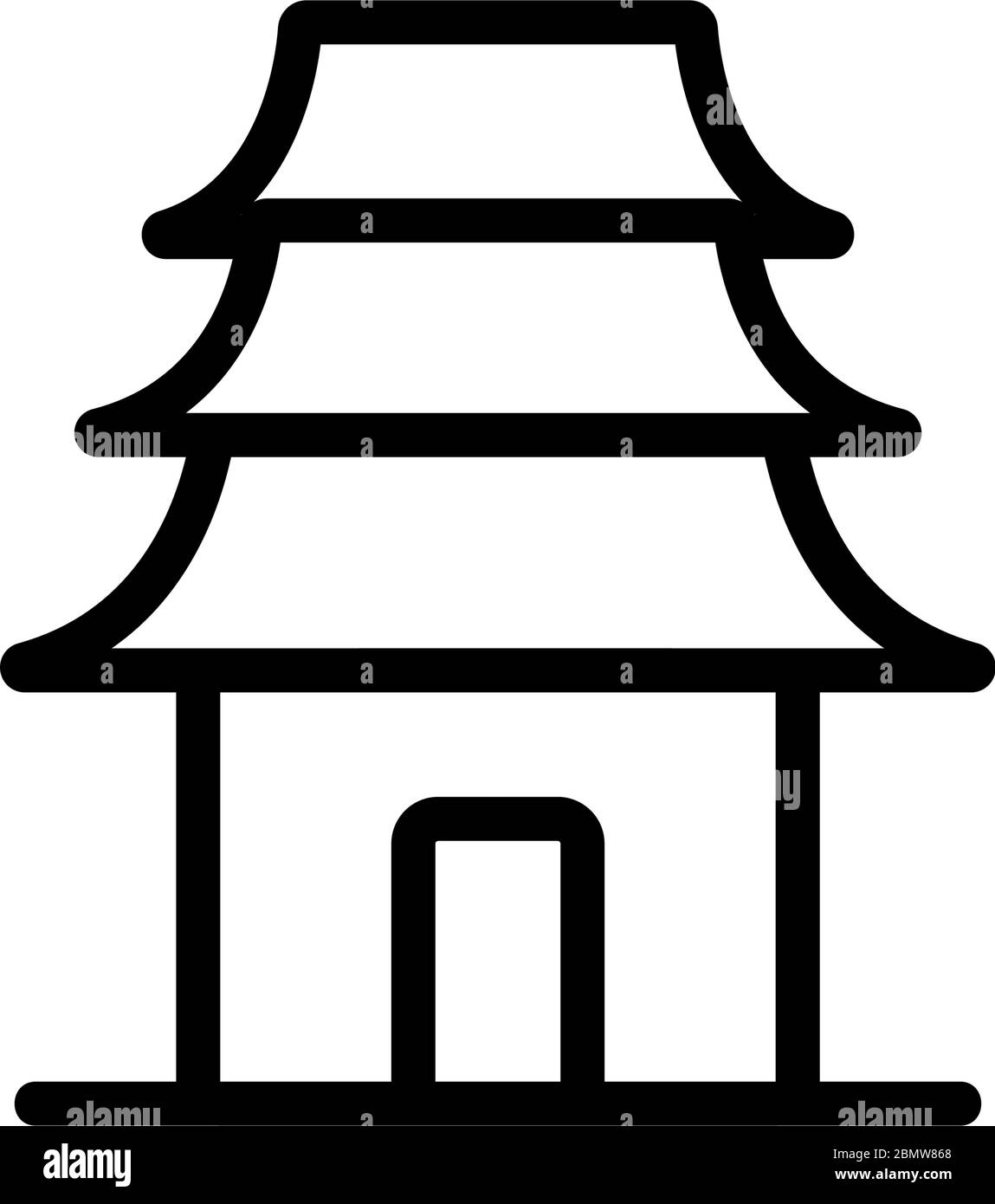 orientalischer heiliger Tempel Symbol Vektor Umriss Illustration Stock Vektor