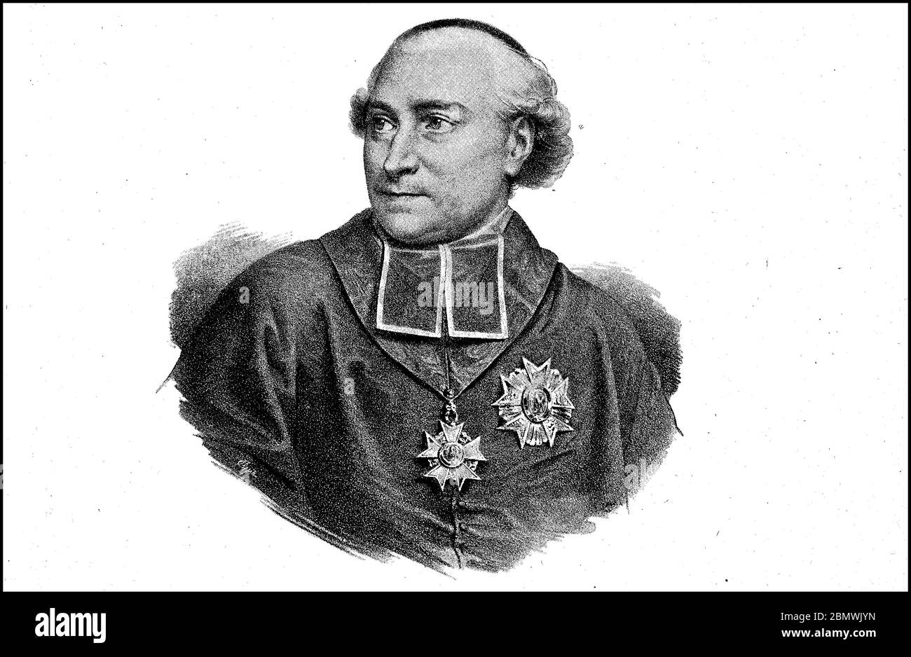 Joseph Fesch, 3. Januar 1763 - 13. Mai 1839, war ein französischer Pfarrer, Halbonkel Napoleon Bonaparte, Erzbischof von Lyon, Kardinal. / Joseph Fesch, 3. Januar 1763 - 13. Mai 1839, war ein französischer Geistlicher, Halbonkel Napoléon Bonapartes, Erzbischof von Lyon und Kardinal., historisch, historisch, digital verbesserte Reproduktion eines Originals aus dem 19. Jahrhundert / digitale Reproduktion einer Originalvorlage aus dem 19. Jahrhundert, Stockfoto