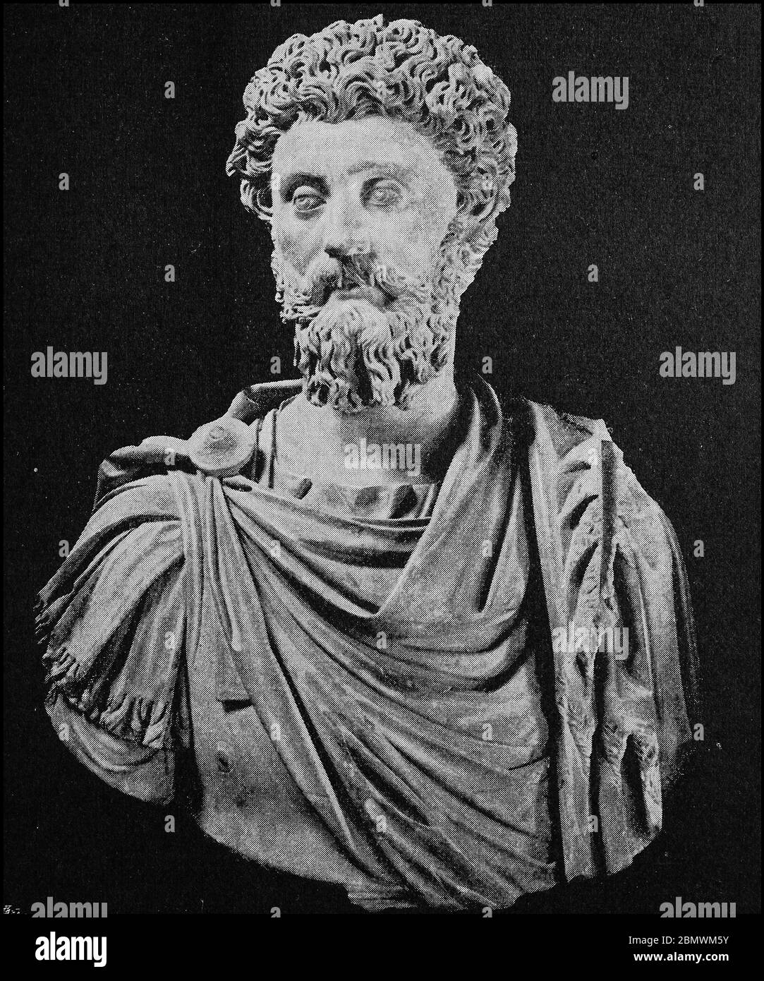 Marcus Aurelius, 26. April 121 - 17. März 180, und Marcus Aurelius oder Marcus Aurelius, war von 161 bis 180 römischen Kaiser / Mark Aurel, 26. 121. Bis 17. April. März 180, auch Marc Aurel oder Marcus Aurelius, war von 161 bis 180 römischer Kaiser, historisch, historisch, digital verbesserte Reproduktion eines Originals aus dem 19. Jahrhundert / digitale Reproduktion einer Originalvorlage aus dem 19. Jahrhundert, Stockfoto