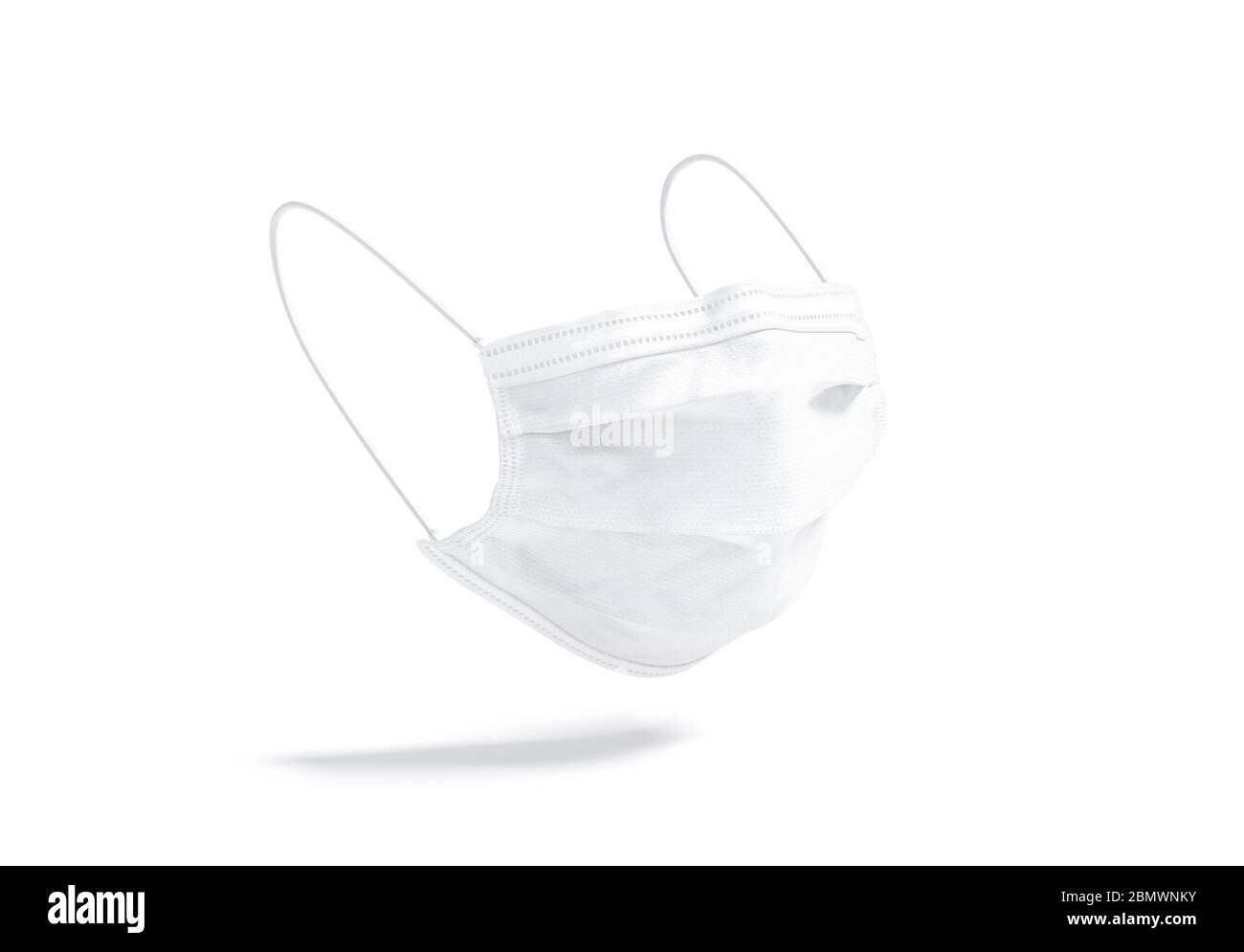 Blank weiße medizinische Schutzmaske Nachbau, keine Schwerkraft Stockfoto