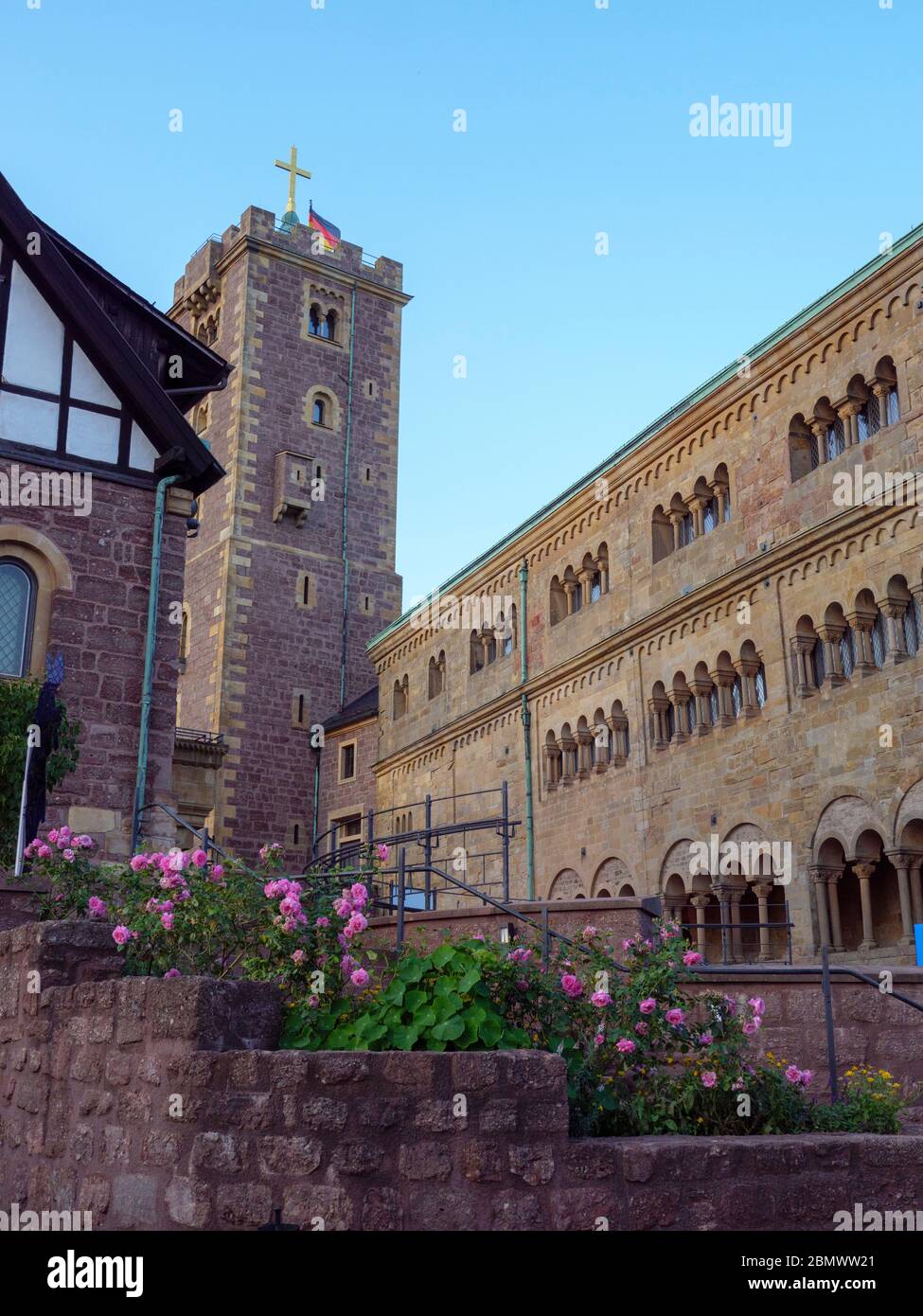 Wartburg, Bergfried und Palas, Eisenach, Thüringen, Deutschland Stockfoto