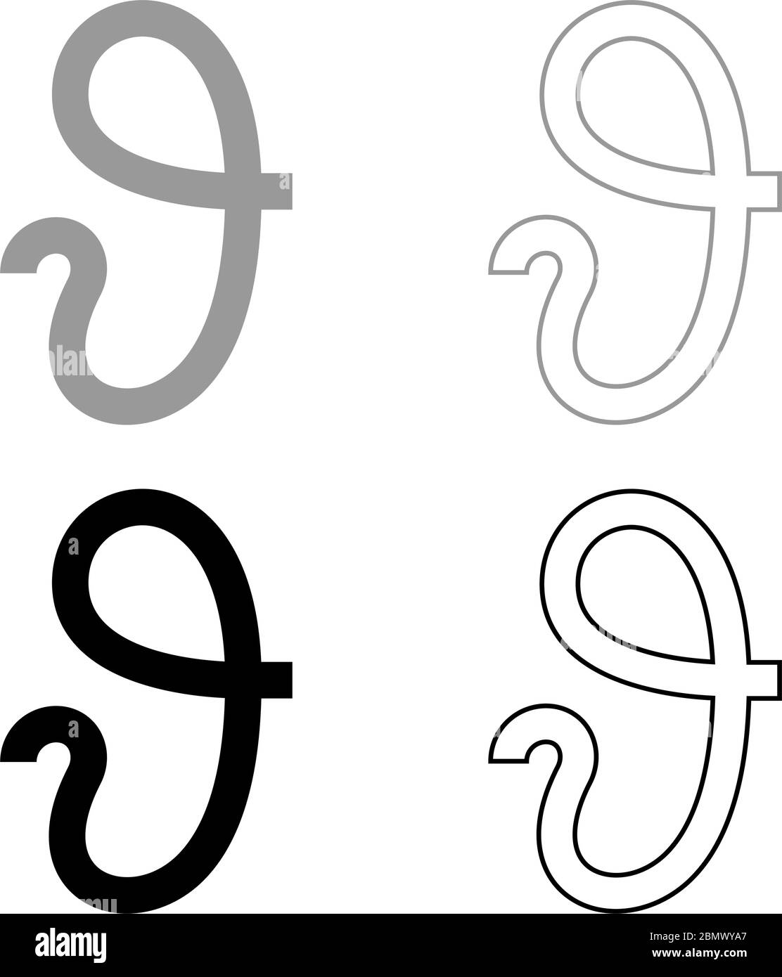 Theta griechisch Symbol Teta Zeta Symbol Umriss Set schwarz grau Farbe