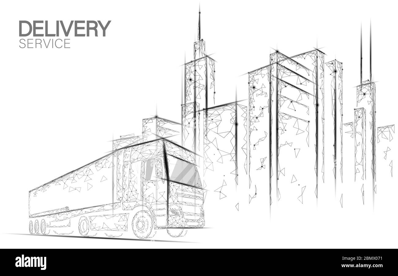 3D-Karte Lage business Symbol. Realistische Symbol polygonalen Lieferung weltweit Lkw Auto. Versand online shopping in Richtung City Adresse Position Stock Vektor