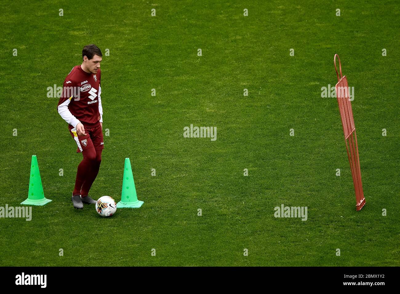 Turin, Italien. Mai 2020. TURIN, ITALIEN - 11. Mai 2020: Andrea Belotti vom FC Turin nimmt an einem individuellen Training Teil. Stadio Filadelfia am 8. Mai wiedereröffnet für individuelle Trainings, Gruppentrainings sollten ab 18. Mai erlaubt sein. (Foto: Nicolò Campo/Sipa USA) Quelle: SIPA USA/Alamy Live News Stockfoto