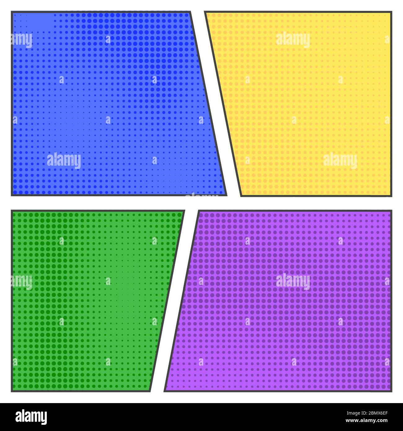 Comic-Hintergrund. Cartoon Vektor Pop Art Seite Design. Retro Comics leeres Halbtonpapier. Stock Vektor
