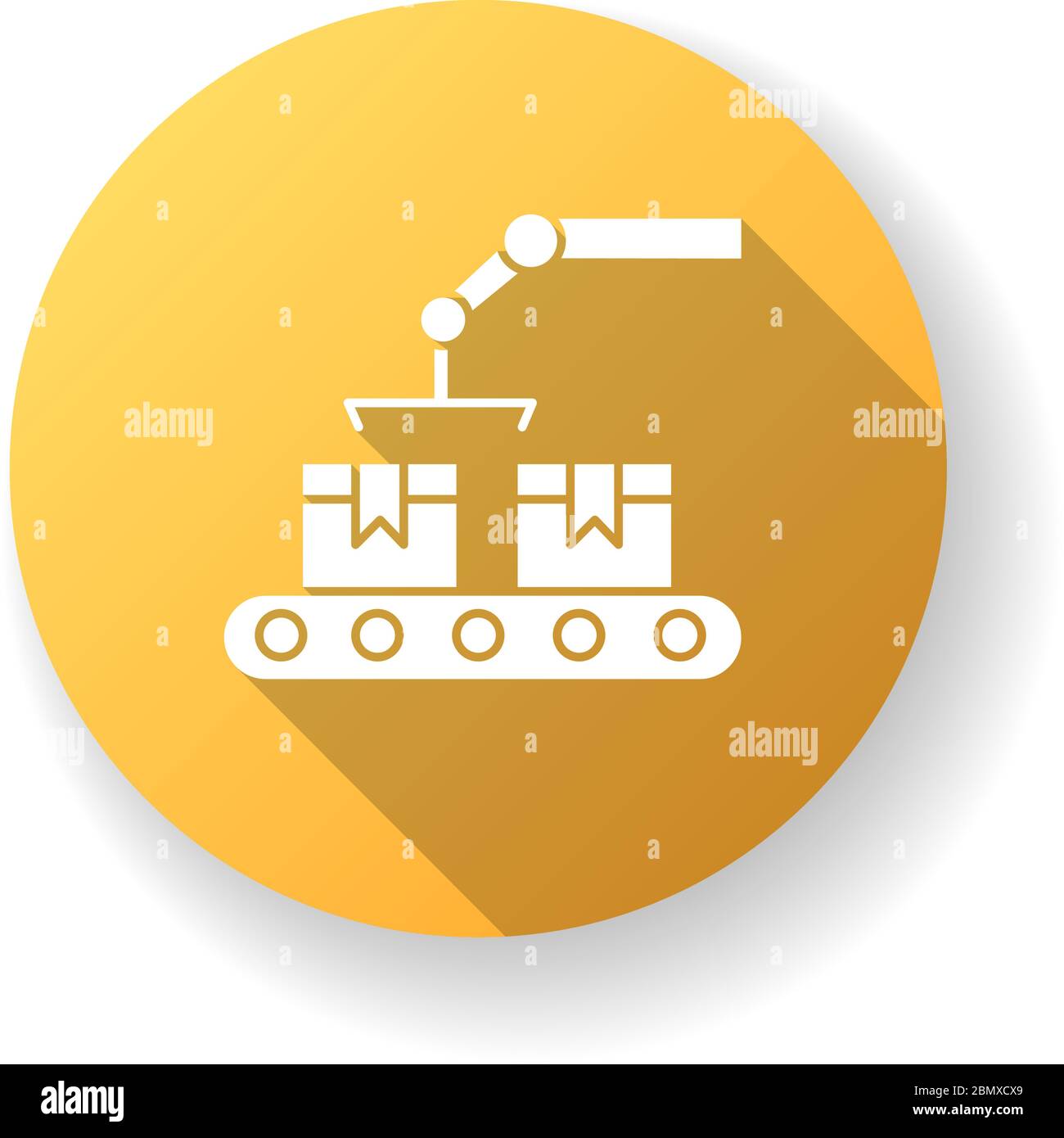 Produktion gelb flaches Design lange Schatten Glyphe Symbol Stock Vektor