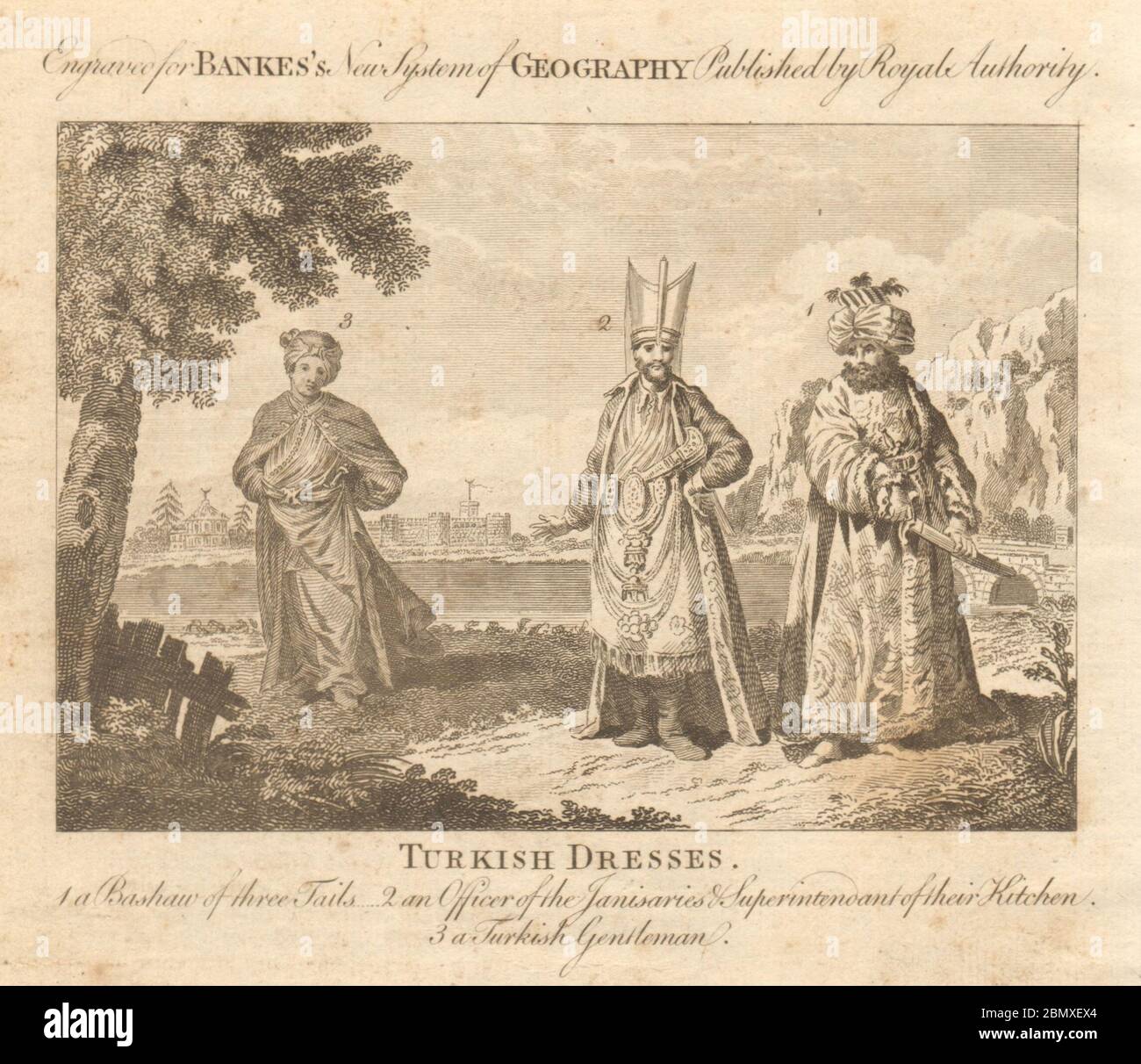 Osmanisches Kleid. Bashaw (Pascha). Janissaries. Herr. Türkei. BANKES 1789 Stockfoto