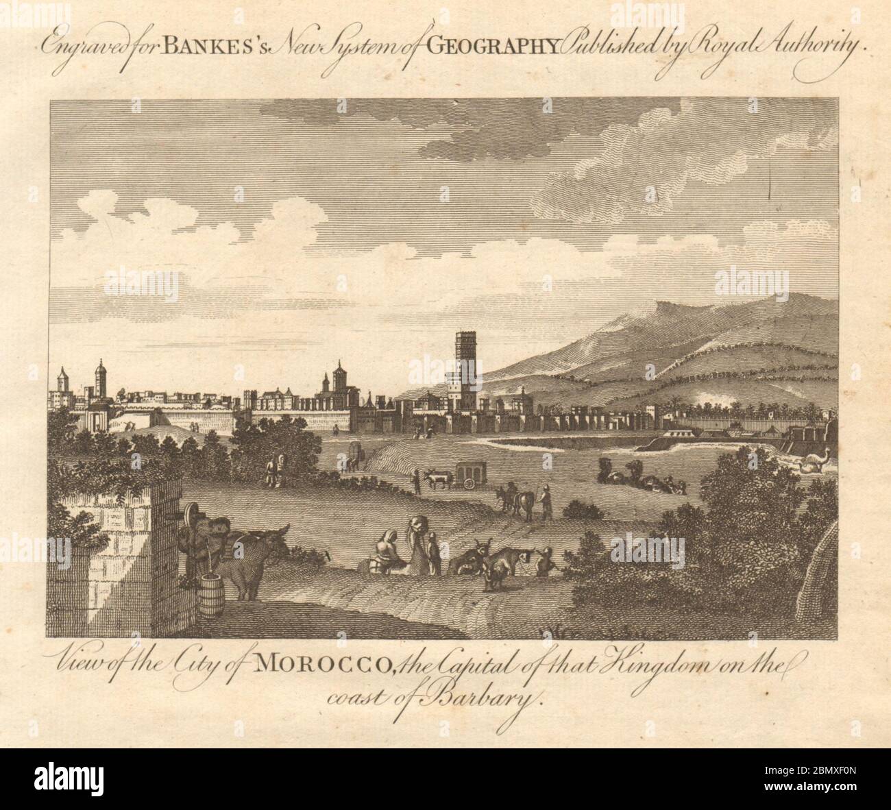 Blick auf die Stadt Marokko, Berberin. Marrakesch. BANKES 1789 alter antiker Druck Stockfoto