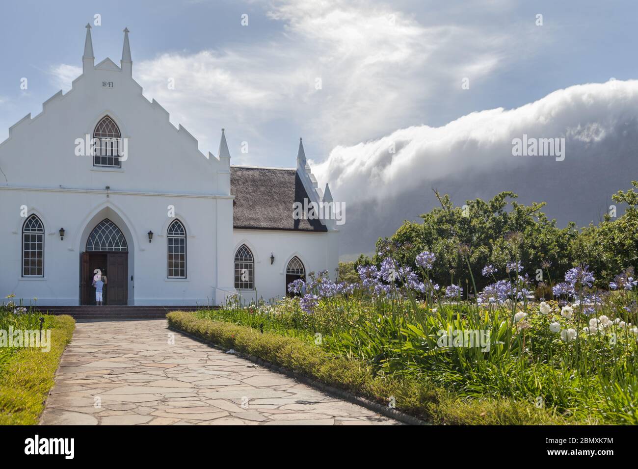 Holländische reformierte Kirche, Hugenot Kirche in Franschhoek in den Cape Winelands, Westkap, Südafrika Stockfoto