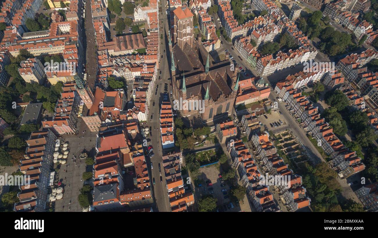 Polen, Danzig, Old Town, Stadtbild und Marina von oben Stockfoto