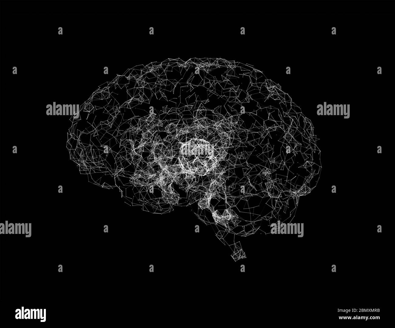 Menschliches Gehirn Form künstliche Intelligenz Netzwerk, isoliert Stockfoto