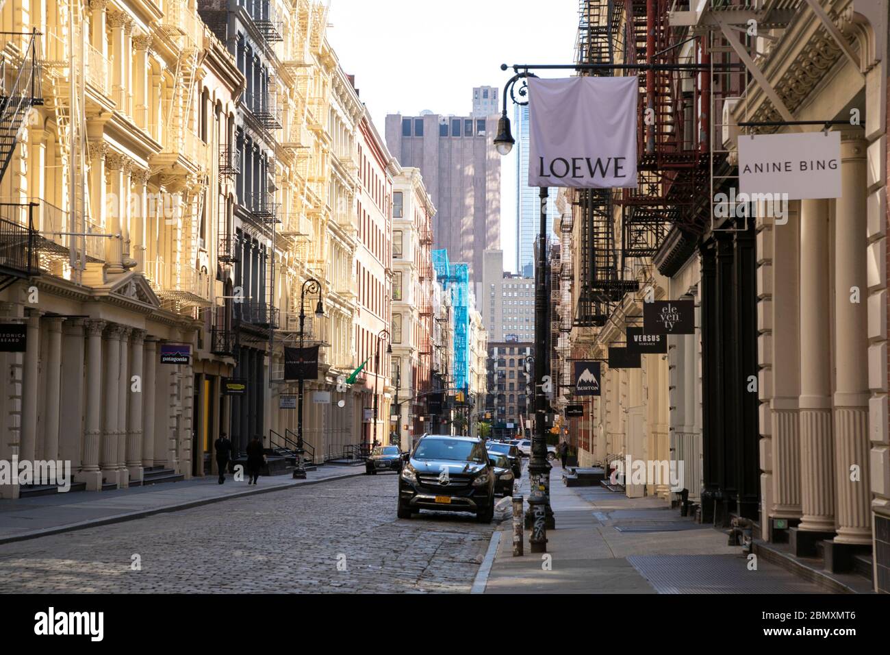 Leere Straßen von Soho während der Coronavirus-Pandemie in New York City. Stockfoto