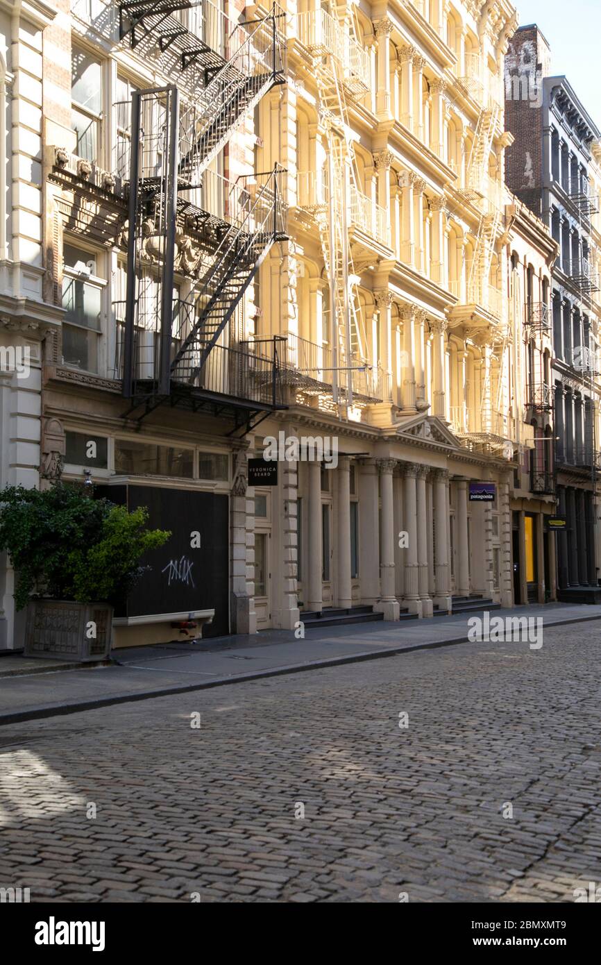 Leere Straßen von Soho während der Coronavirus-Pandemie in New York City. Stockfoto