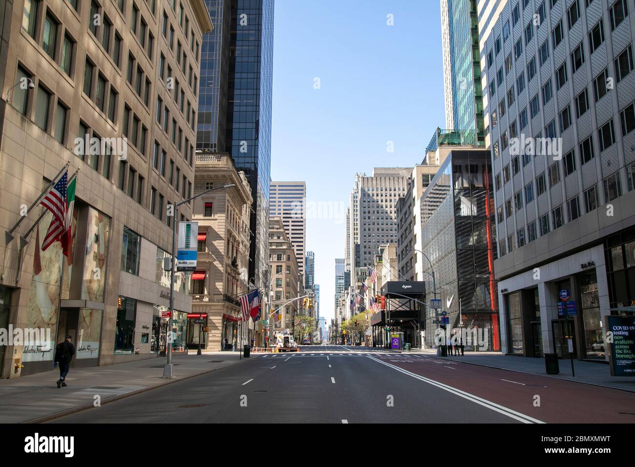 5th Avenue ohne Autos während Coronavirus, New York City. Stockfoto