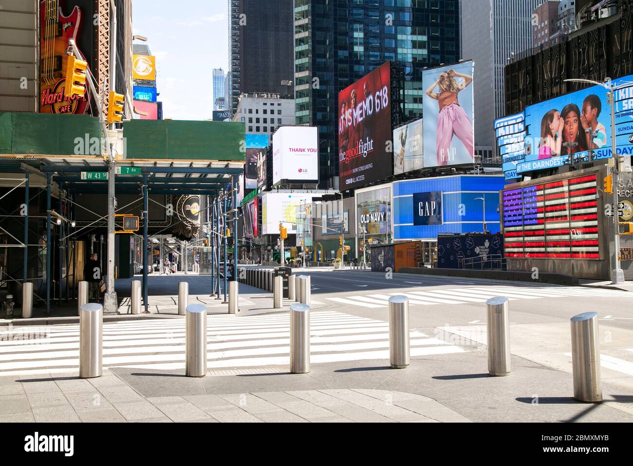 Times Square Ruhe während der Coronavirus-Pandemie. Stockfoto