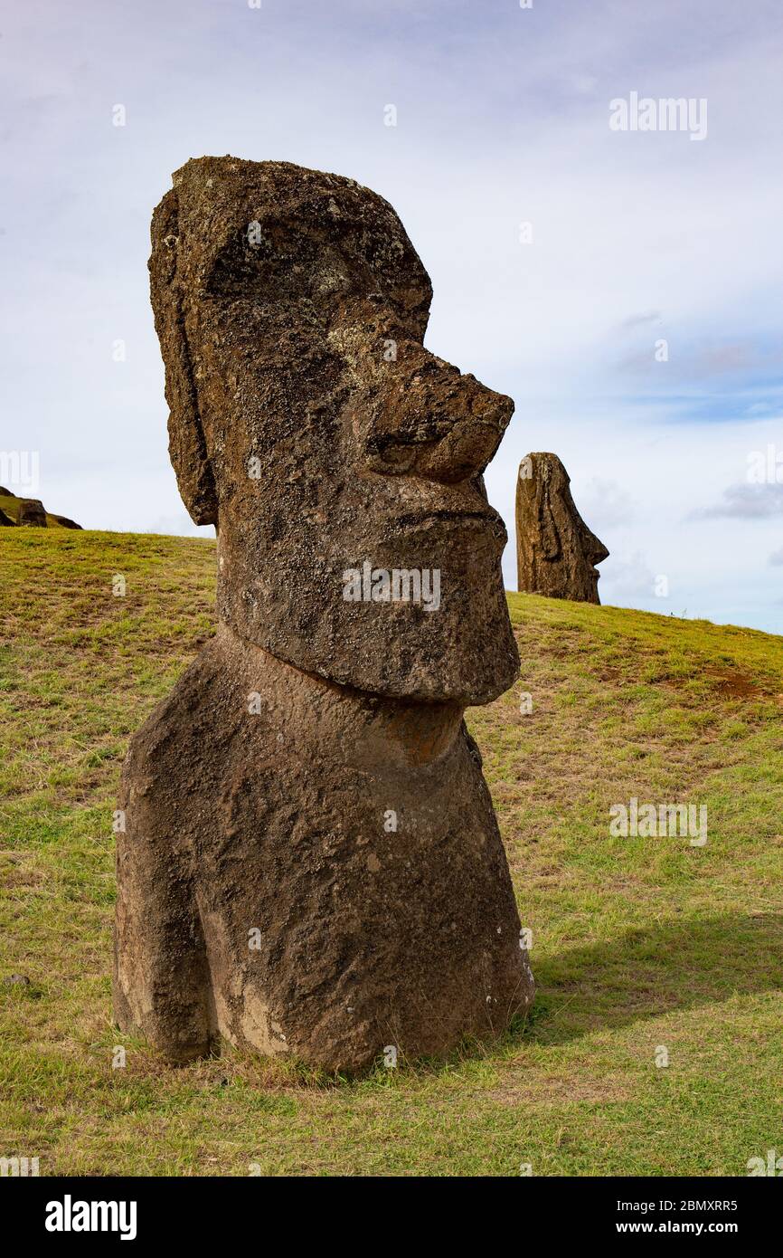Steinstatuen Moai auf der Osterinsel Rapa Nui. Stockfoto
