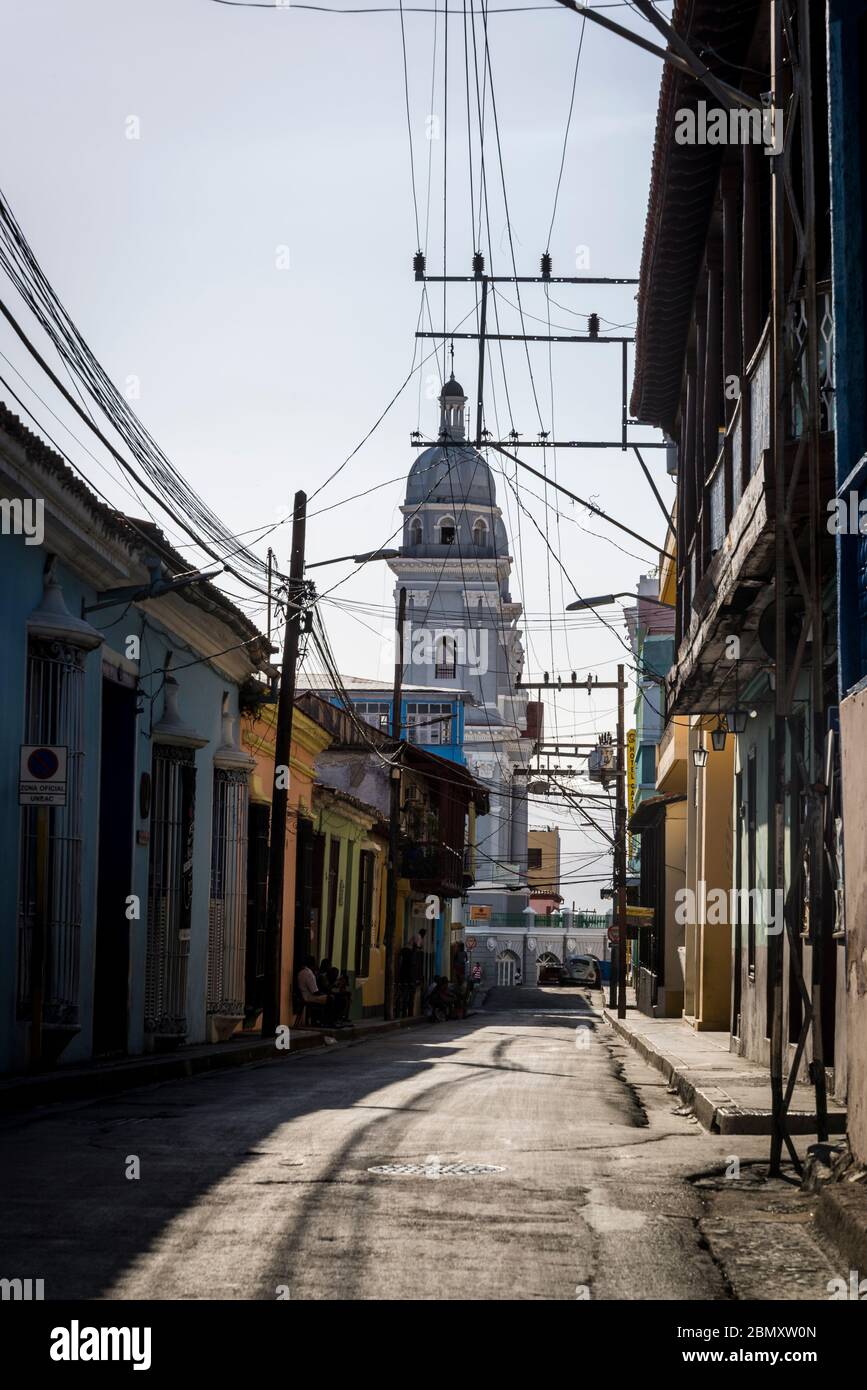 Calle Heredia, eine Straße für Unterhaltung, Santiago de Cuba, Kuba bekannt Stockfoto
