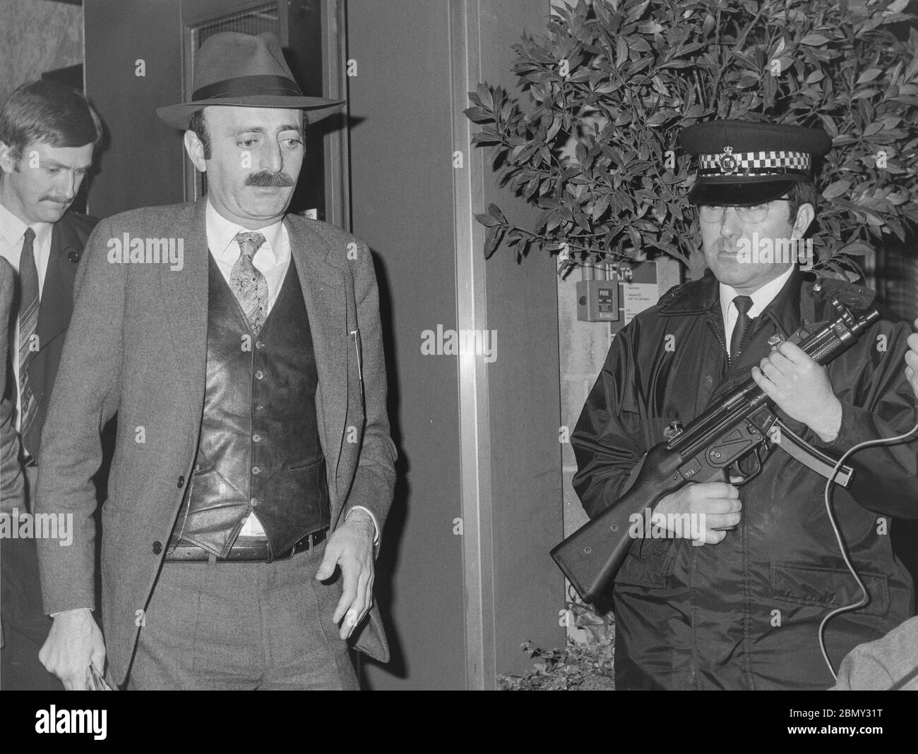 Der libanesische Politiker Walid Jumblatt, Führer der libanesischen Drusenpartei, kam im März 1987 am Londoner Flughafen Heathrow an. Stockfoto