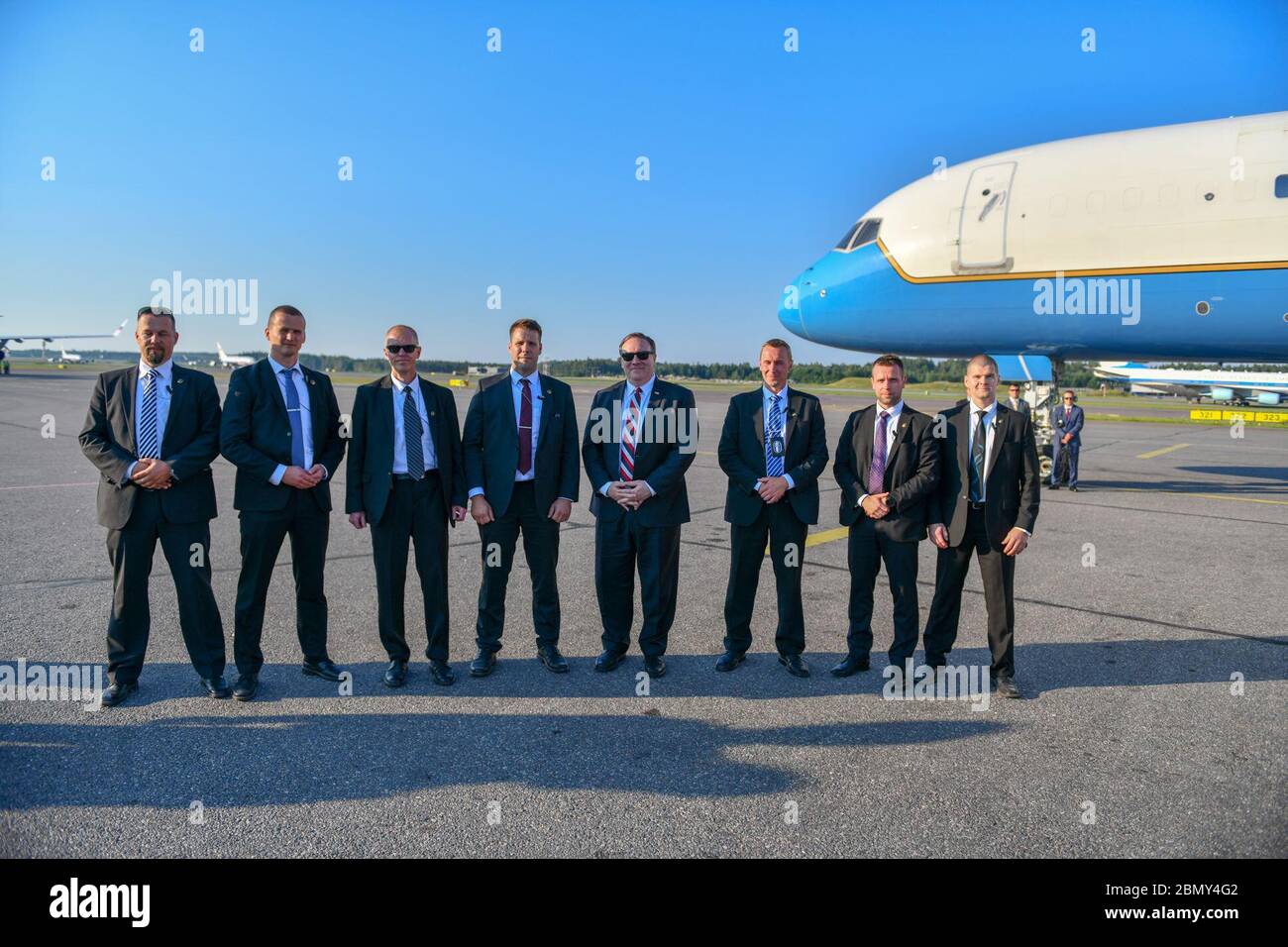 Sekretär Pompeo verlässt Helsinki US-Außenminister Michael R. Pompeo verlässt Helsinki, Finnland am 16. Juli 2018. Stockfoto