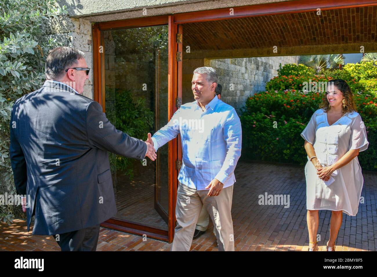 Minister Pompeo trifft kolumbianischen Präsidenten Ivan Duque US-Außenminister Michael R. Pompeo trifft kolumbianischen Präsidenten Ivan Duque in Cartagena, Kolumbien, 2. Januar 2019. Stockfoto