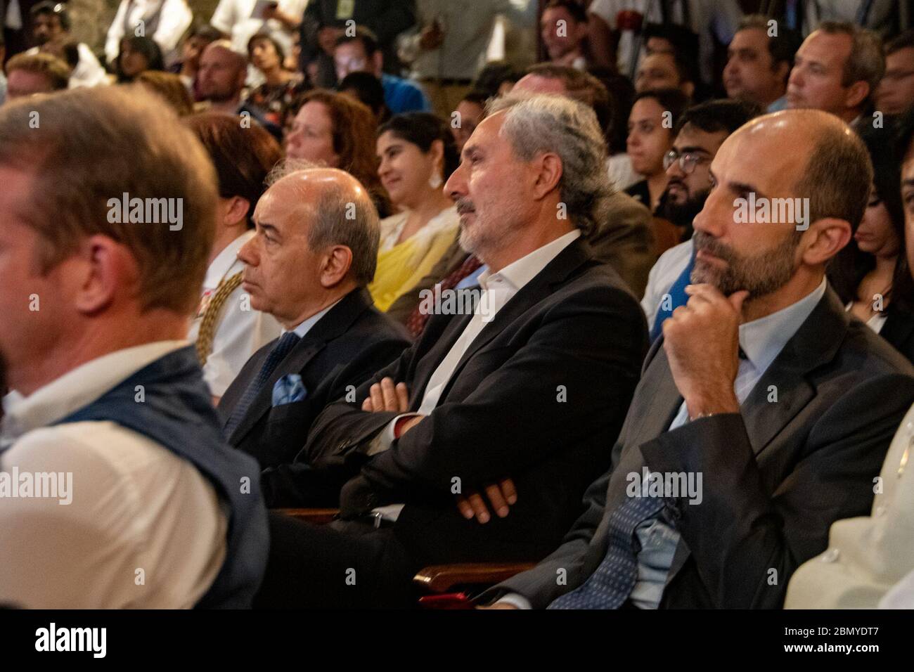 Am 26. Juni 2019 hielt Außenminister Michael R. Pompeo im India International Centre in Neu-Delhi eine Rede über die US-Politik gegenüber Indien und betonte diplomatische Beziehungen und internationale Zusammenarbeit. Stockfoto