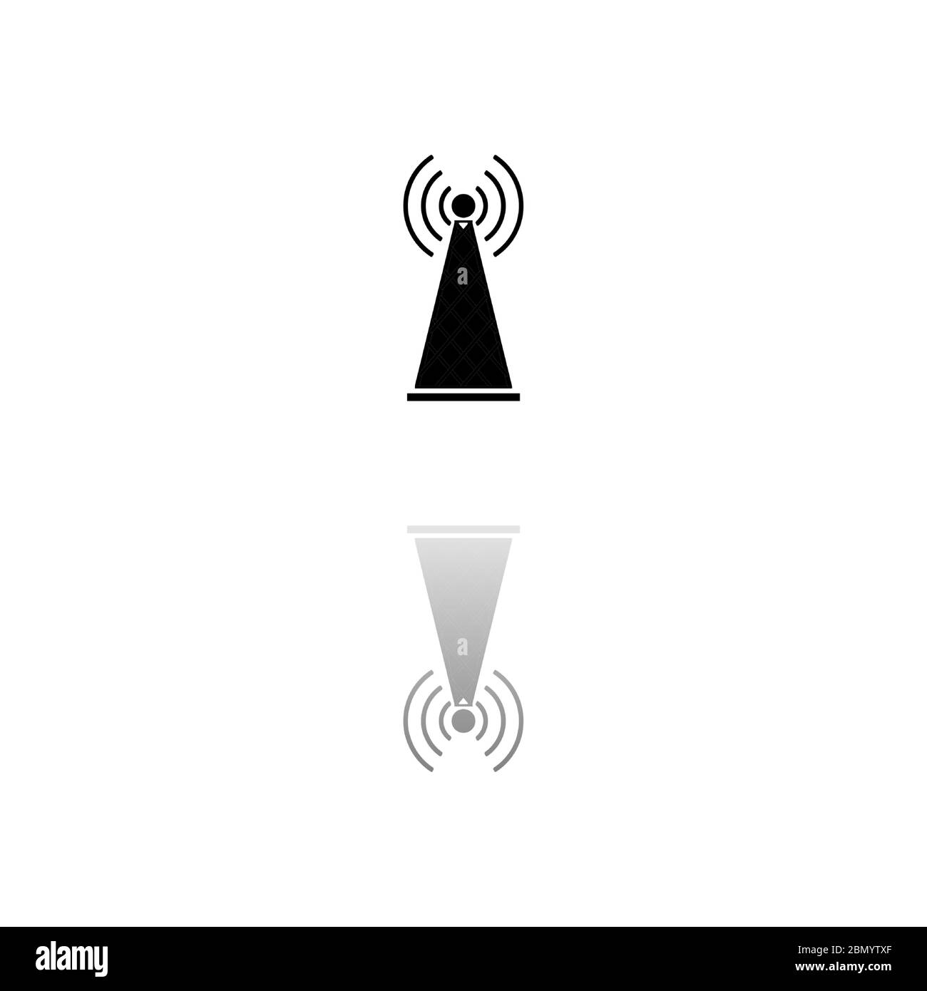 Antenne. Schwarzes Symbol auf weißem Hintergrund. Einfache Illustration. Flacher Vektor. Spiegelreflexionsschatten. Kann in Logo, Web, Mobile und UI UX verwendet werden Stock Vektor
