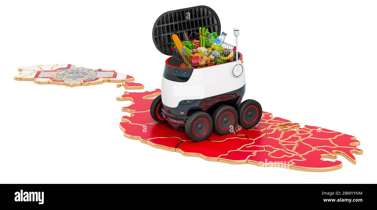 Autonome Lieferung Roboter in Malta, 3D-Rendering isoliert auf weißem Hintergrund Stockfoto