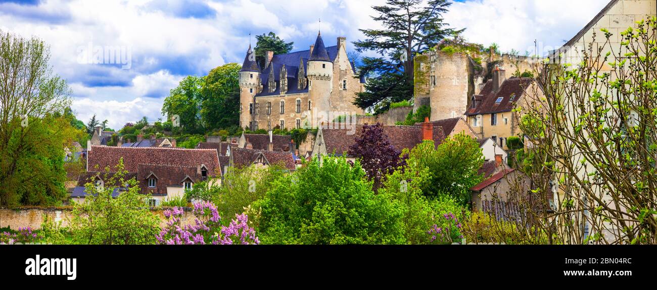 Frankreich Tourismus und Reisen. Schöne Schlösser und mittelalterliche Dörfer des Loire-Tals - Chateau de Montreor . Stockfoto
