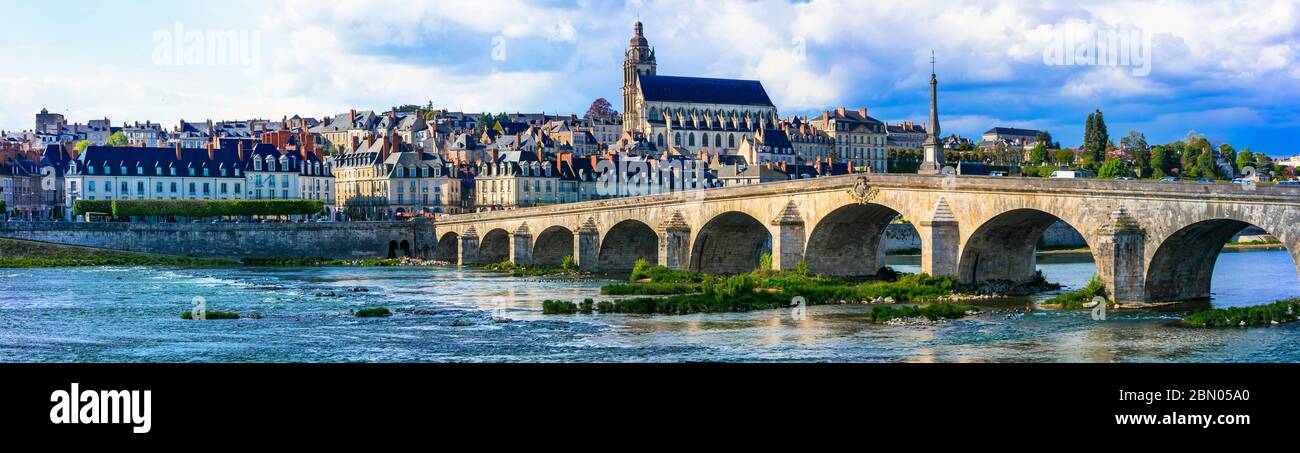 Reisen und Sehenswürdigkeiten von Frankreich. Mittelalterliche Stadt Blois, berühmte königliche Burg von Loire-Tal Stockfoto