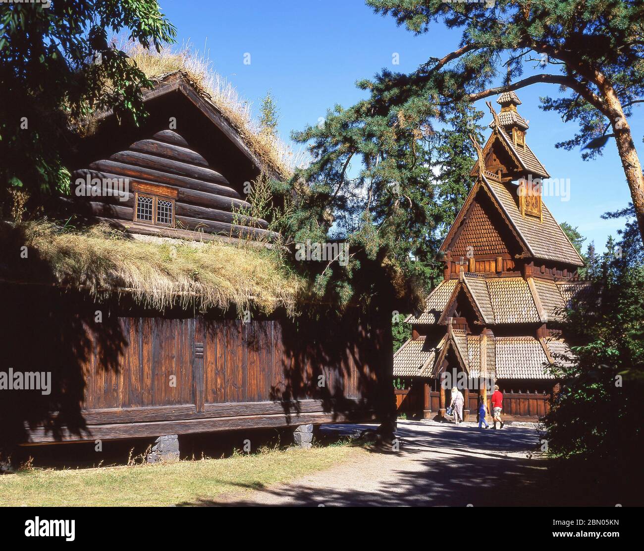 Stabkirche Gol Stavkirke im Norwegischen Volksmuseum (Norsk Folkemuseum), Bygdoy, Oslo, Königreich Norwegen Stockfoto