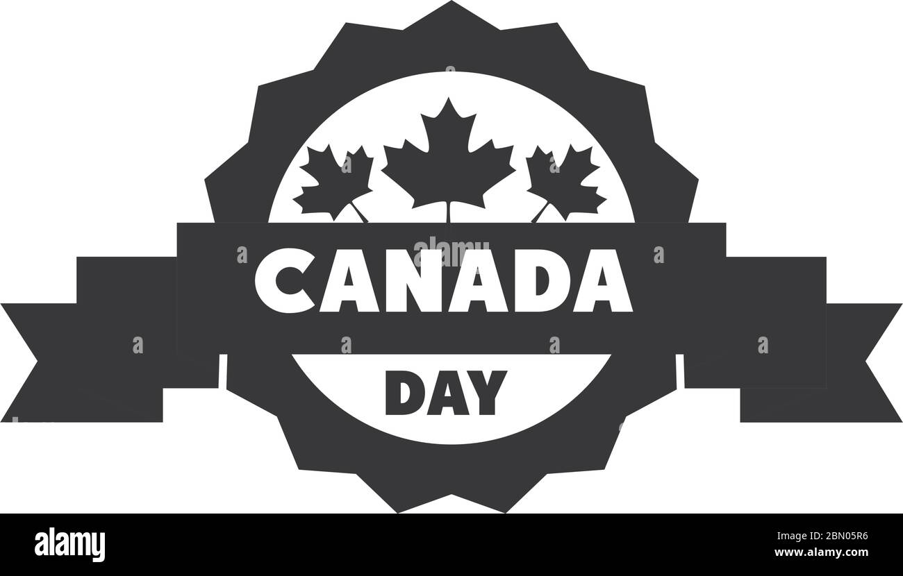 kanada Tag, Ahorn Blätter Feier Etikett Dekoration Vektor Illustration Silhouette Stil Symbol Stock Vektor