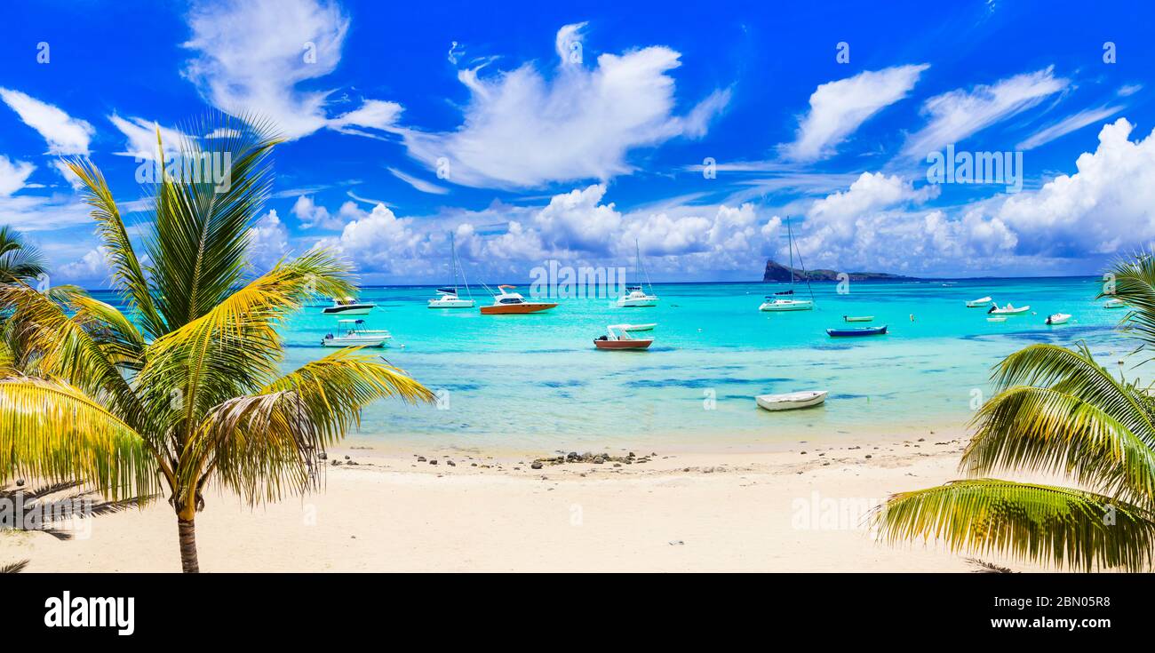 Cap Malheureux - landschaftlich schöner Strand mit herrlichem Blick im Norden der Insel Mauritius Stockfoto
