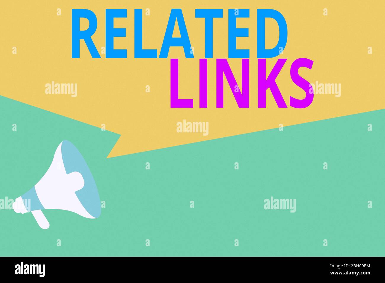 Konzeptionelle Handschrift mit verwandten Links. Konzept Bedeutung Website innerhalb einer Webseite Querverweis Hotlinks Hyperlinks Megaphone Lautsprecher Ampl Stockfoto