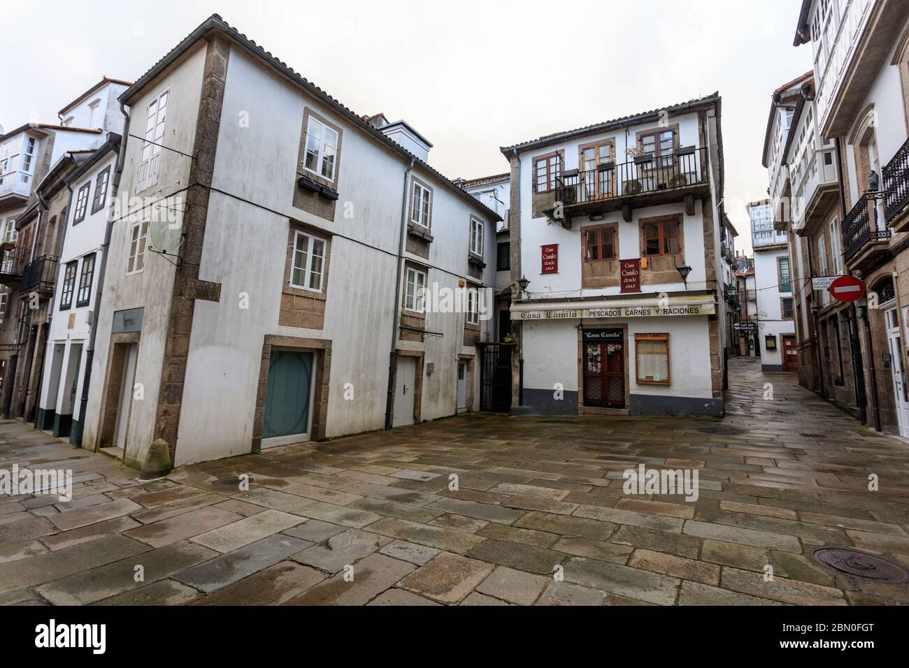 santiago de Compostela vacio covid 19 Stockfoto