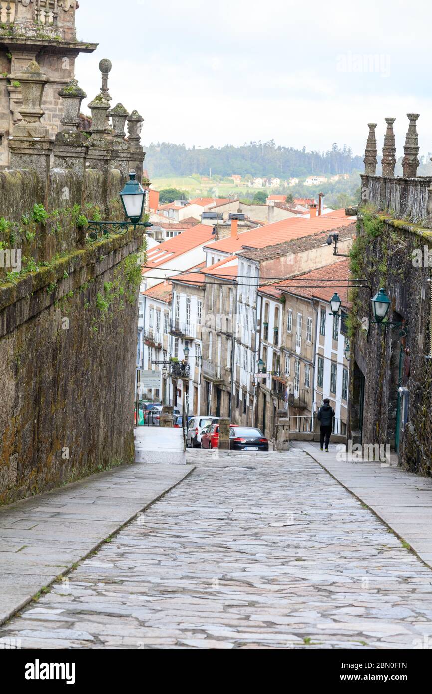 santiago de Compostela vacio covid 19 Stockfoto