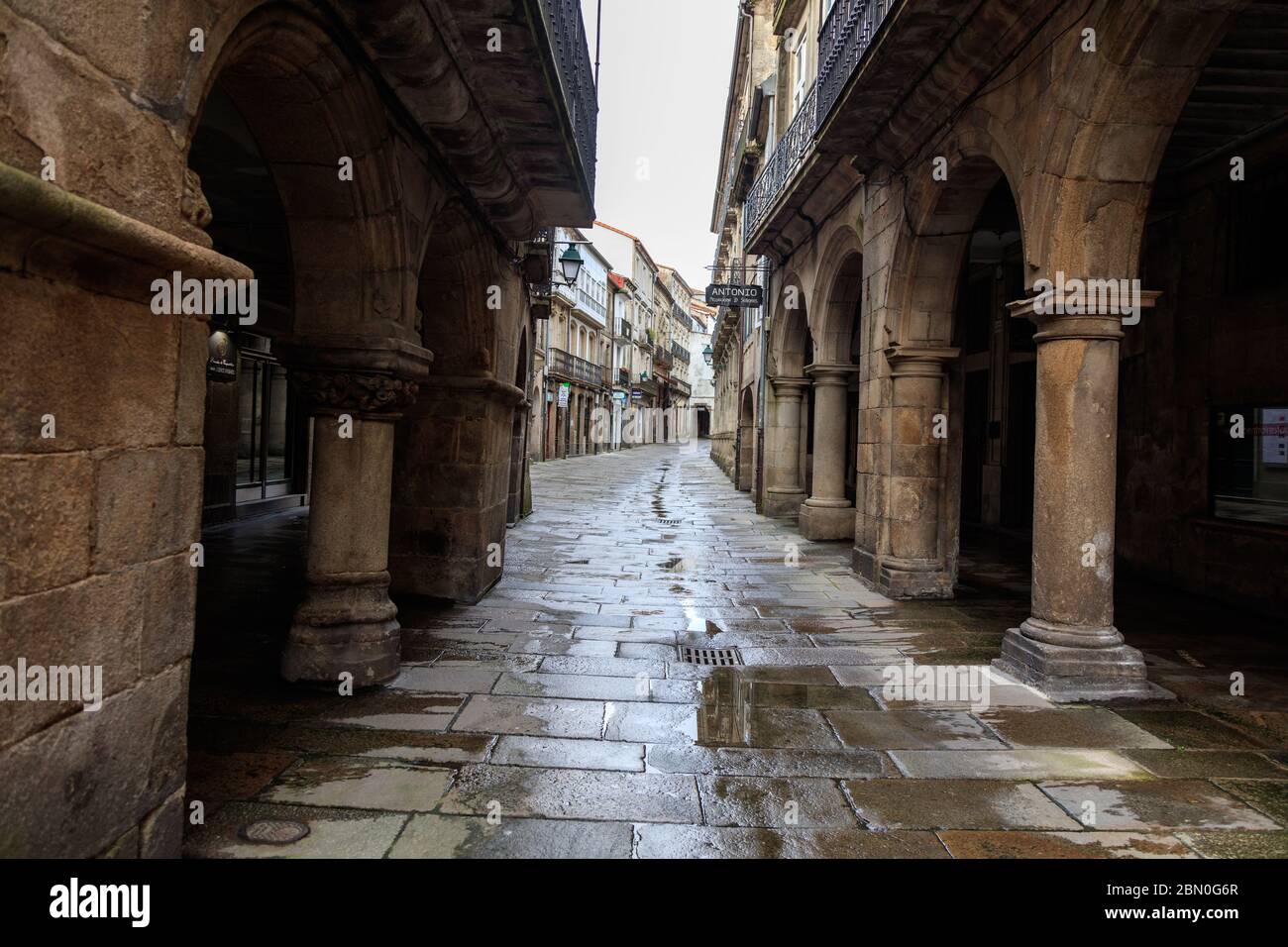 santiago de Compostela vacio covid 19 Stockfoto