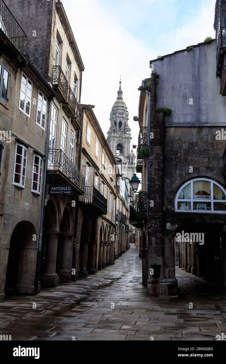 santiago de Compostela vacio covid 19 Stockfoto