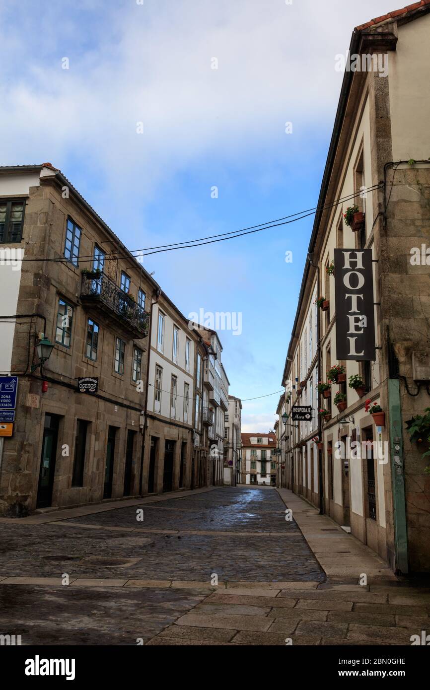 santiago de Compostela vacio covid 19 Stockfoto