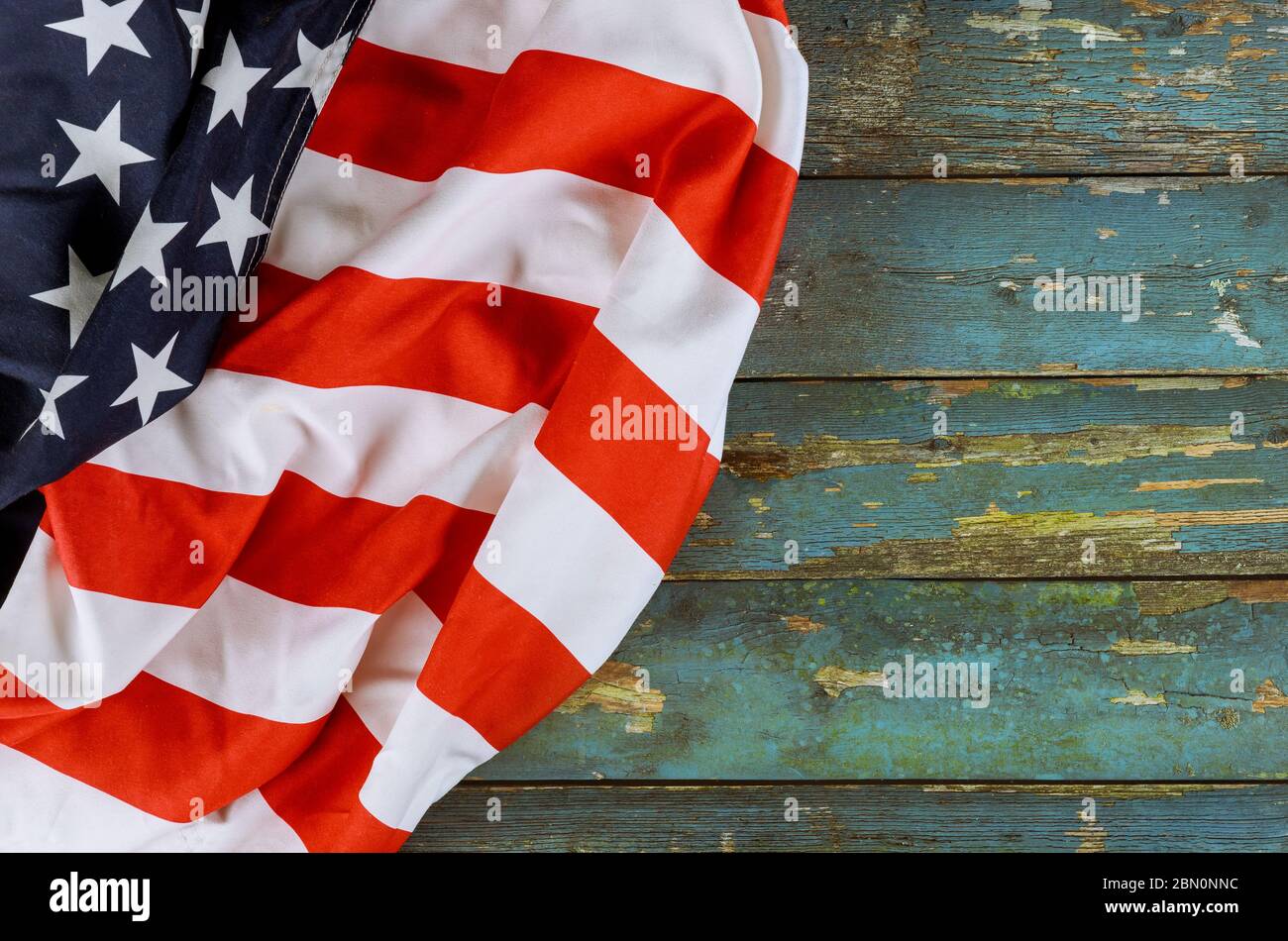 Memorial Day amerikanische Flagge auf alten Holzbrett Patriotismus Staaten USA nationalen Feiertagen Stockfoto