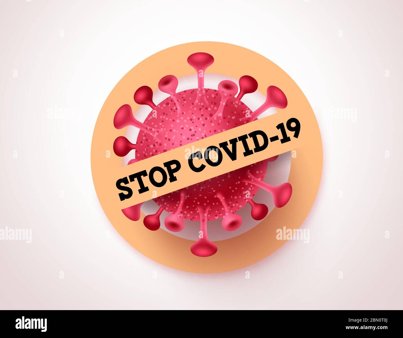 Covid-19 Vektor-Banner-Zeichen stoppen. Stop covid-19 Corona Virus Symbol Zeichen mit Warntext zur Bekämpfung der weltweiten Pandemie Ausbruch. Vektorgrafik. Stock Vektor